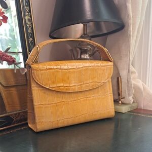 Block Vintage Yellow Crocodile Leather Handbag